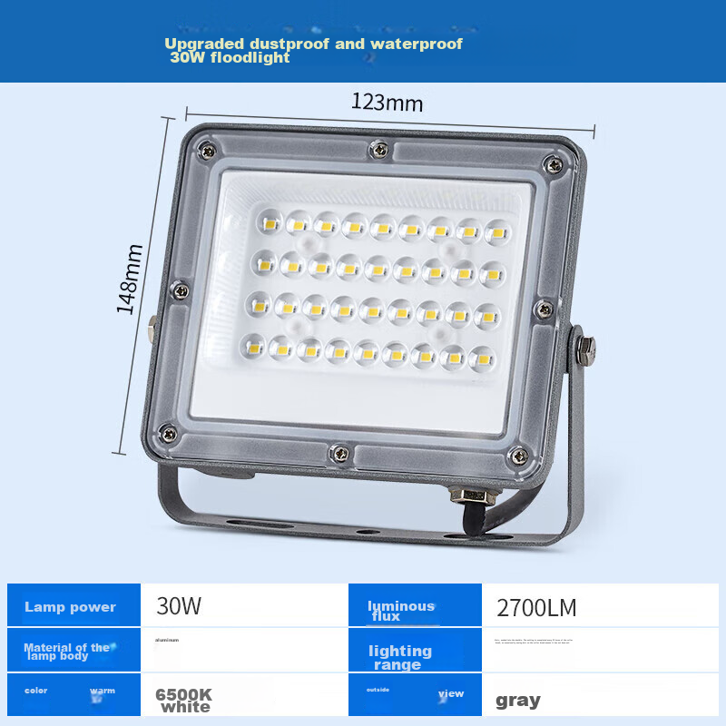 CHNT LED Floodlight, Outdoor Garden Factory Exterior Lighting, Courtyard Light, Spotlight, IP65 Waterproof, High Brightness, 30W