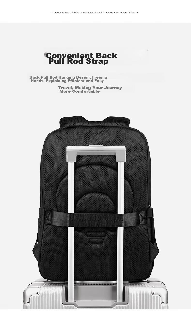 Edison Men's Backpack Business Commute Laptop Bag Large Capacity Water-Resistant Backpack E011-1 Black 11