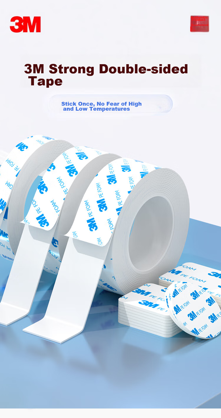 3M Heavy-Duty Foam Double-Sided Tape, High Adhesion Sponge Adhesive, Traceless And No Residue, No Drilling Required, 1600T10MM Wide * 3M Long 1