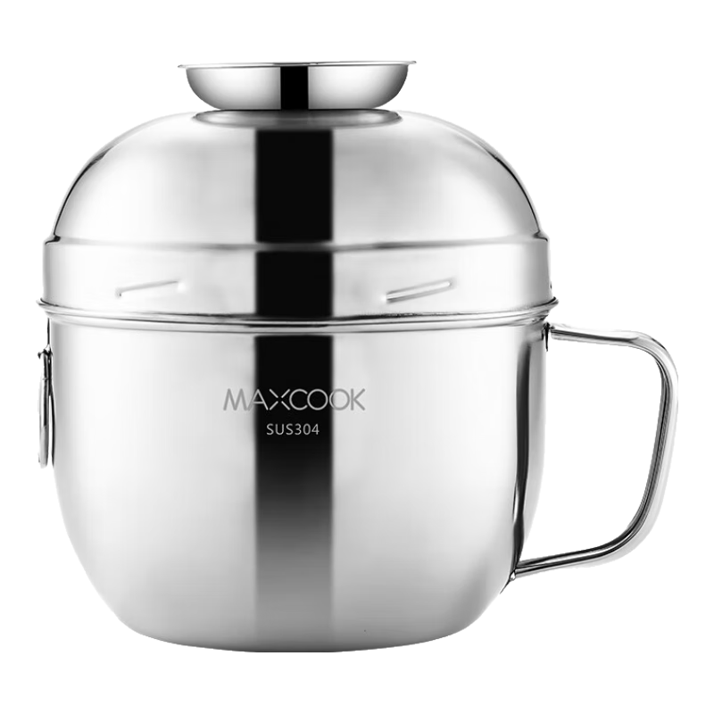 Maxcook 304 Stainless Steel Lunch Box, Fast Food Cup And Bowl, Student Lunch Box, Ramen Bowl, Ramen Cup 14cm with Spoon MCFT8632