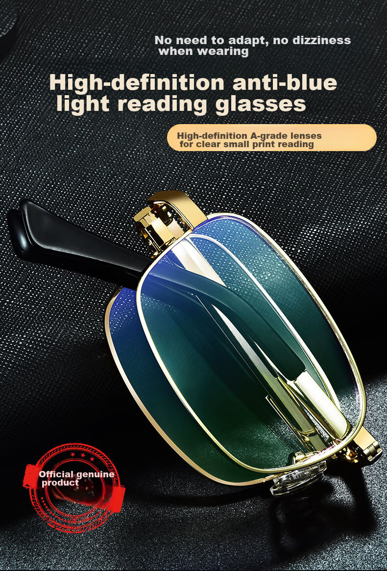 LESCA LUNETIER High-Definition Reading Glasses for Men, Anti-Blue Light Foldable Portable Genuine Eyewear for Elderly, Silver, 150 Degrees, Father's Day 1