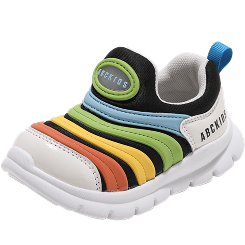 ABC KIDS Children's Sports Shoes Classic Caterpillar Shoes Autumn Boys' Versatile Trendy Girls' Sneakers, Beige/black Color, Size 28