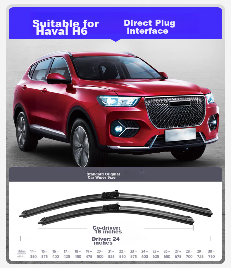 Paisu 2017-2026 Great Wall Haval H6 Frameless Wiper Blade, Original Factory Car Windshield Wiper Rubber Strip, Quiet, 2023 2024/16 Inch 1