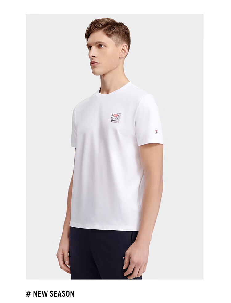 FILA Official Men's Short Sleeve T-Shirt Summer Simple Crew Neck Business Casual Commuter Tee 7