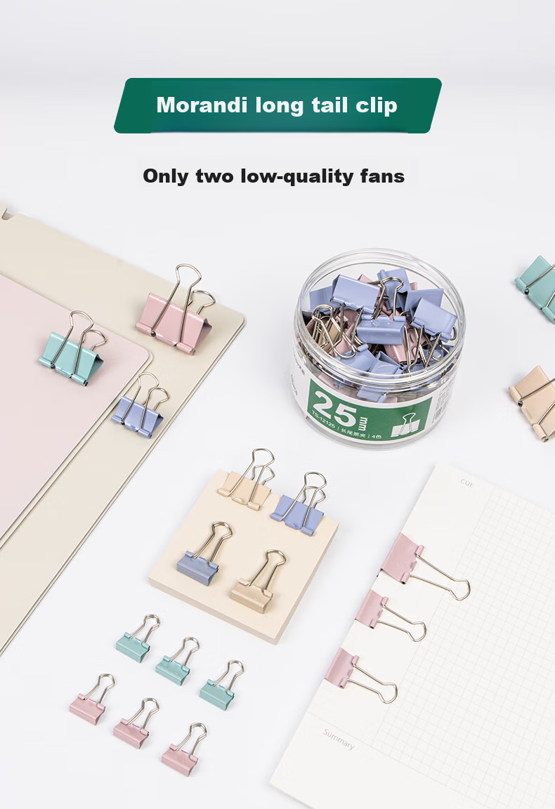 TIANSE 3c Digital All-Net Low Price, 40 Pieces of 19mm Morandi Long Tail Clips And Binder Clips, Colorful Long Tail Clips And Document Clips, Small Phoenix Tail Clips, Office Supplies, TS-12119 1