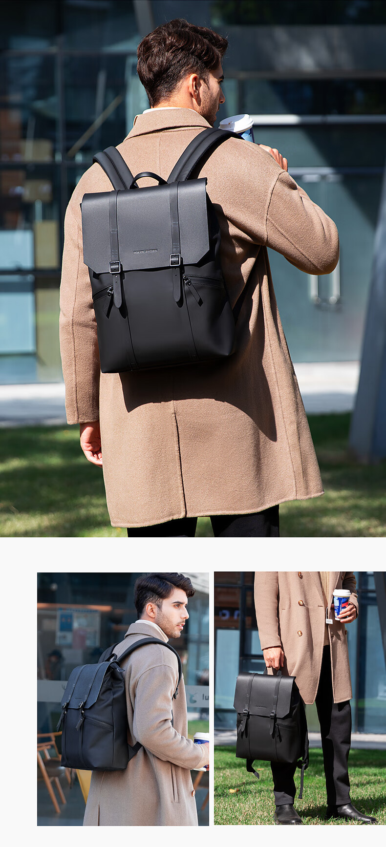 MARK RYDEN Minimalist European-Style Backpack, Large Capacity School Bag, Travel Bag, Laptop Bag, Backpack, Light Luxury MR1622 Elegant Black 9