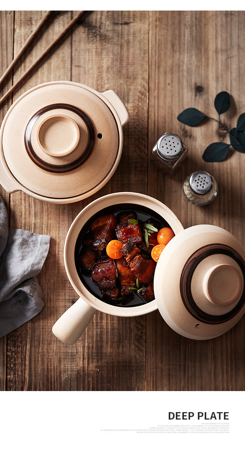 BW Ceramic Casserole Pot for Claypot Rice, Home Use Small Pot, Gas Stove Or Open Flame Compatible, Single Handle Heat-Resistant, 1.15L Large Capacity 1