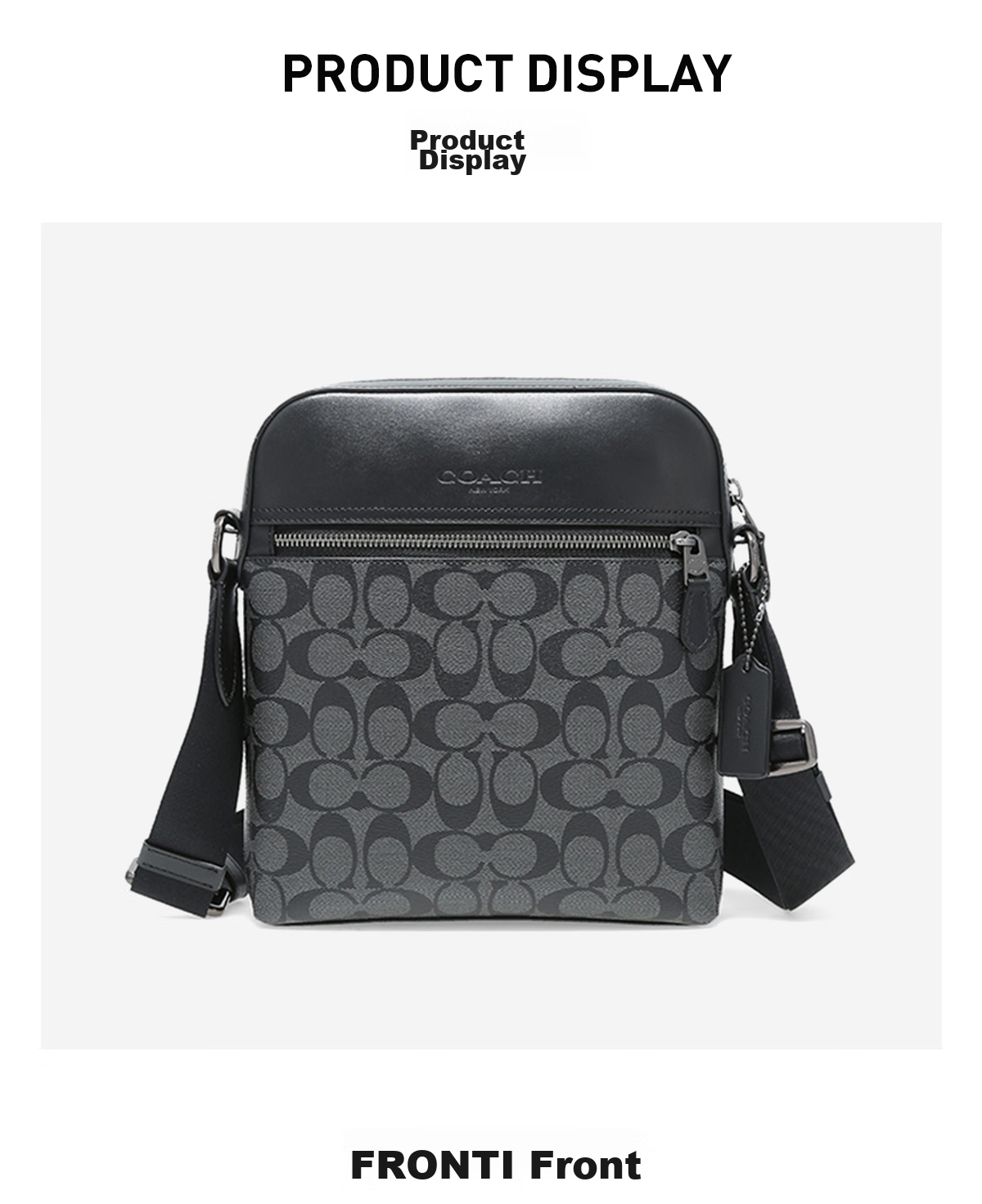 COACH [Brand Direct Supply] Men's HOUSTON Small Shoulder Crossbody Bag, Black And Gray, 4010 Yuan, New Year Gift 4
