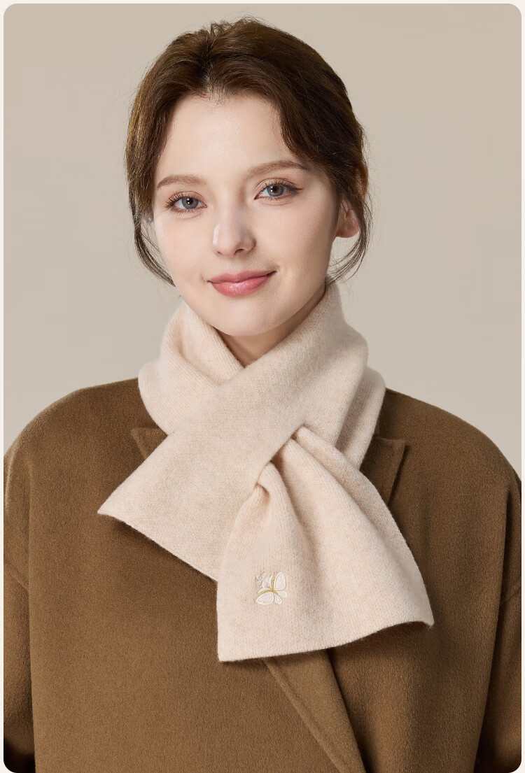 JIUMU Pure Wool Scarf for Women, Autumn And Winter Embroidered Red Warm Neck Warmer, Mid-Autumn Festival Birthday Gift 12