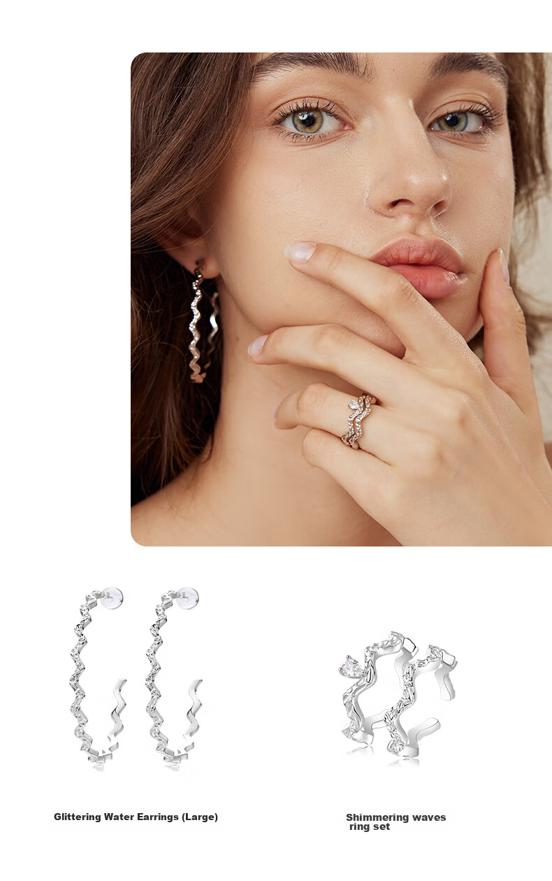 Arsis Flowing Light Series Lianjing Wave Earrings for Women, Fashion Jewelry, 925 Silver Studs, Birthday Gift for Girlfriend 9