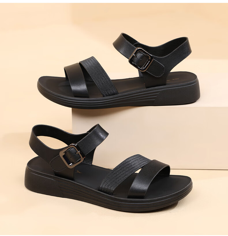 RED DRAGONFLY Soft Sole Leather Sandals Women Wedge Comfortable Beach Shoes WTK233812 7