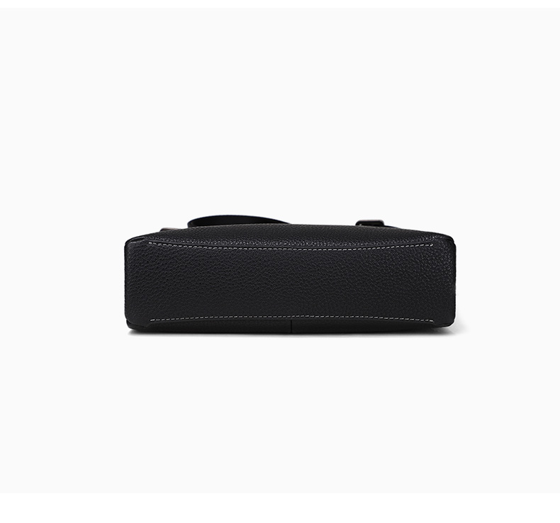 ELLE HOMME Men's Business Shoulder Bag, Fashionable Top-Grain Leather Crossbody Bag with Large Capacity, Lychee Pattern Men's Bag EA088204740 Black Birthday Gift for Boyfriend 9