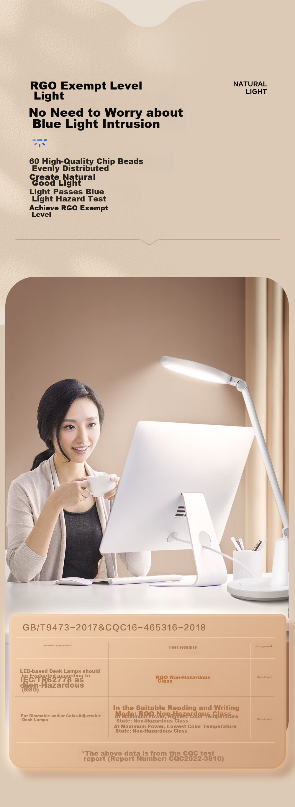 Panasonic Reading Desk Lamp, National AA-Grade Eye Protection, Zhi Sa White Model, Eye-Friendly, Children's Study Light 3