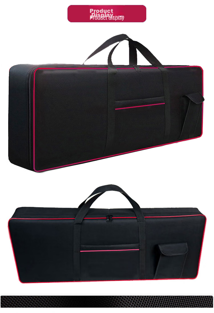 Xiangsiniao Electronic Keyboard Case Universal 8mm Padded Shoulder Strap Portable Keyboard Bag, Black with Red Trim 2