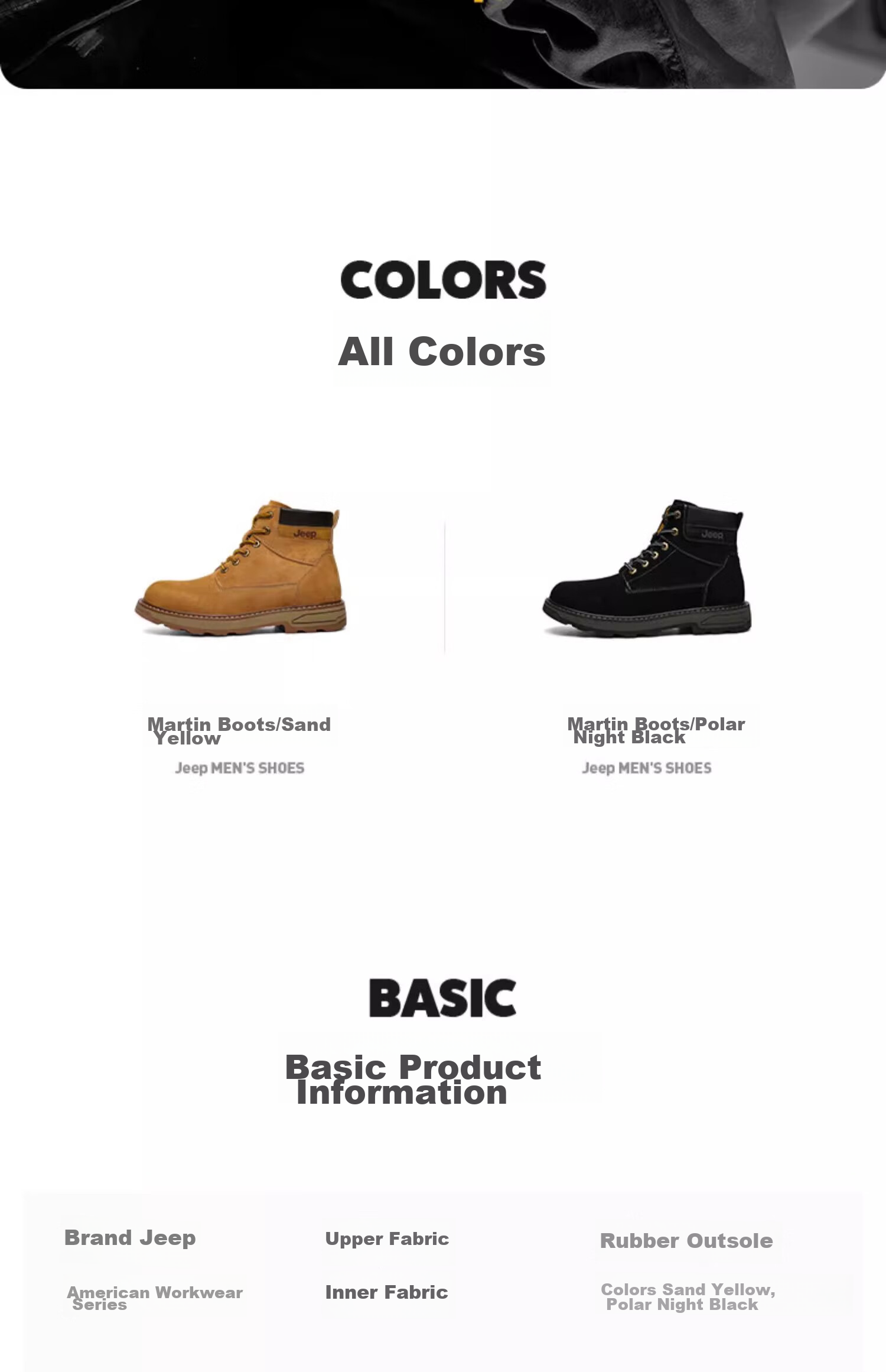 Jeep Martin Boots, Classic Retro Yellow Work Boots, Men's British Style Versatile Casual Fashionable Shoes 4