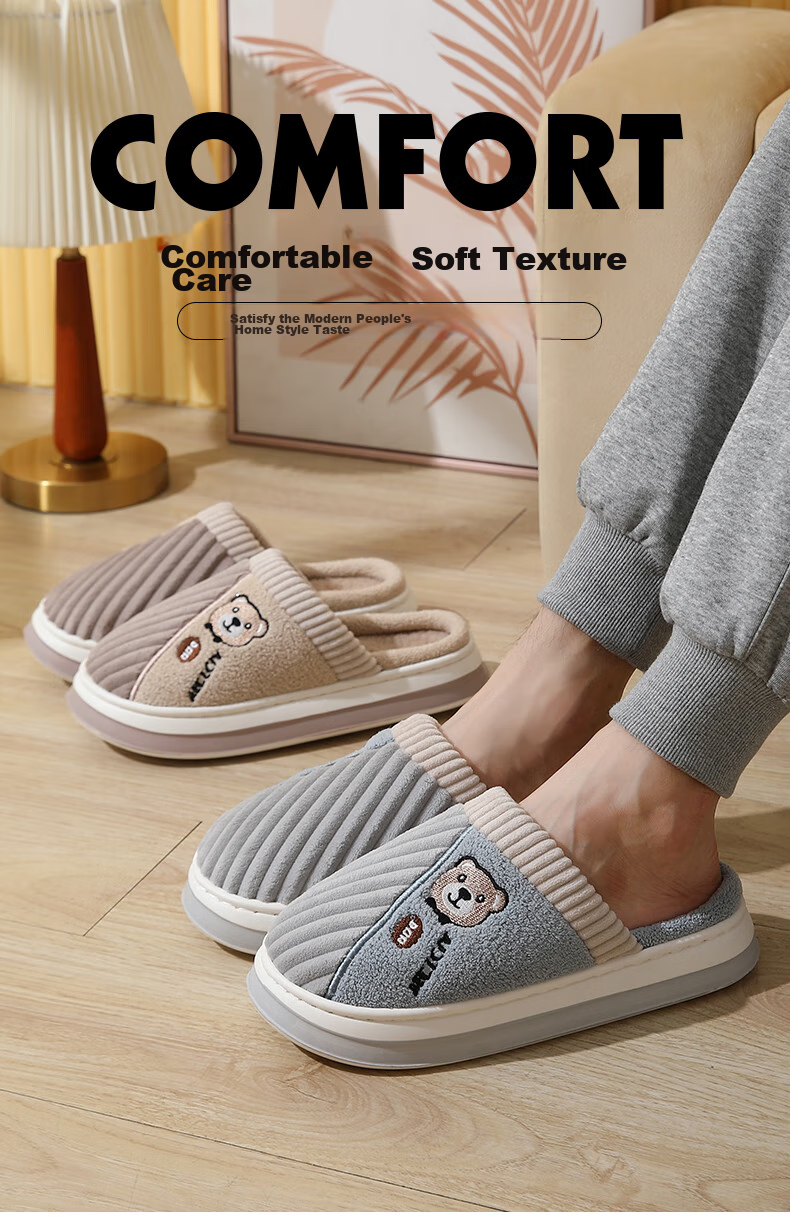 CARTELO Cotton Slippers for Men, Winter Indoor Slippers, Warm Home Cotton Slides, Men's Cotton Shoes, 1517M, Gray, Size 42-43 2