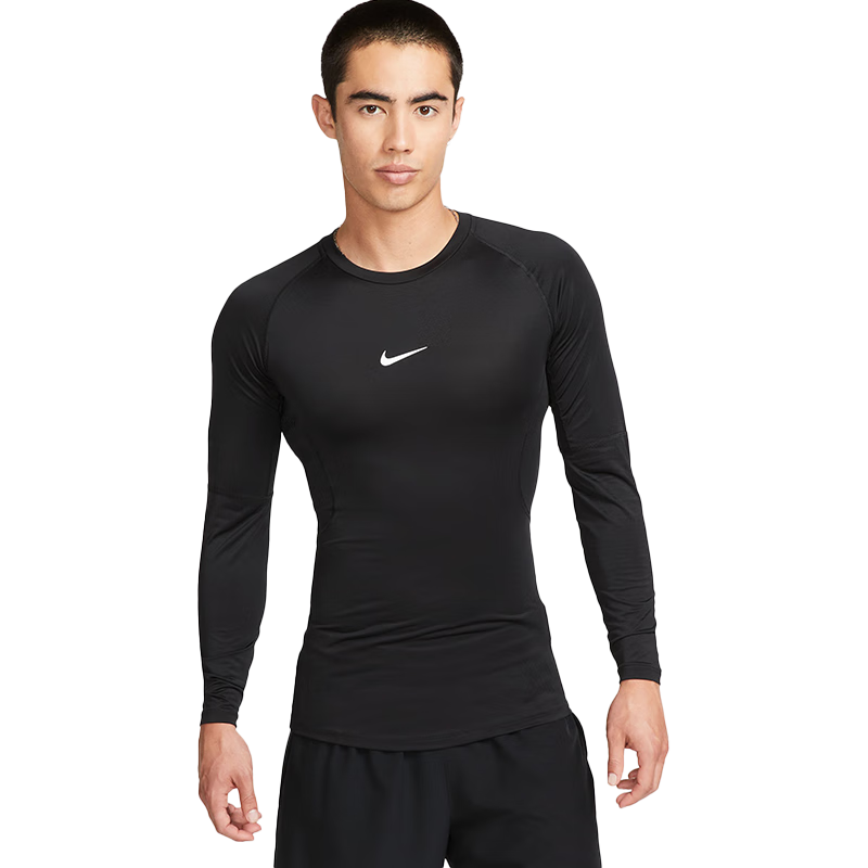 NIKE Men's Long-Sleeve T-Shirt, Undershirt, Quick-Drying Breathable, Compression Shirt, FB7920-010, Black, XXL