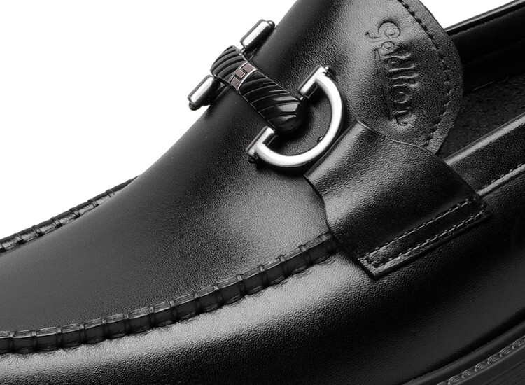 Goldlion Men's Loafers, Leather Shoes, Comfortable Slip-On Business Casual Shoes G550310452AAB - Black - Size 40 9