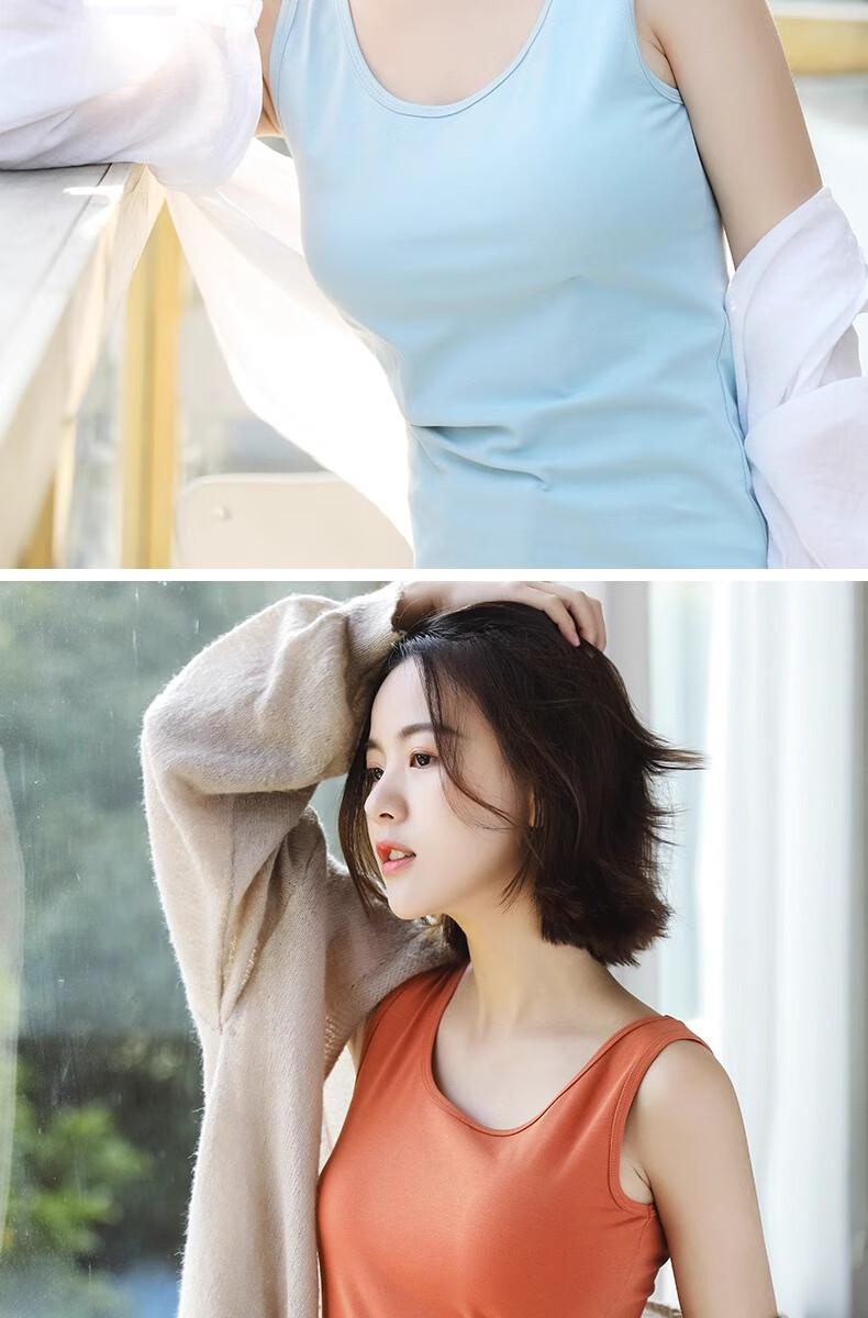 Hengyuanxiang Women's Autumn Pure Cotton Knitted Camisole, Suitable for Outer Wear, Stylish Inner Layering, Base Layer Sports Vest, Small Spaghetti Strap Top 16