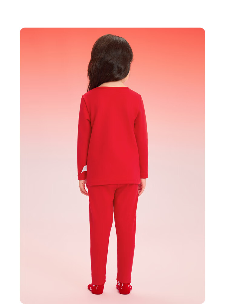 BALABALA Children's Thermal Underwear Set, Snake Year Girls' Autumn Clothes And Pants, Zodiac Year Red Pajamas, Trendy, 209125169001 6