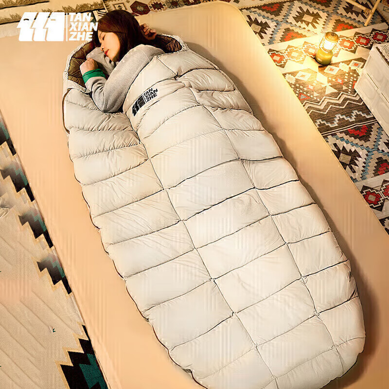 TAN XIAN ZHE TAN XIAN ZHE Feather Sleeping Bag, Adult Outdoor Indoor Autumn Winter, Widened And Thickened, Warm Camping Feather Sleeping Bag
