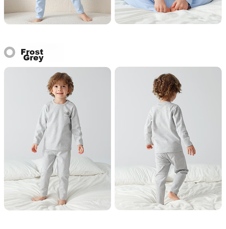 Beitaisi Children's Autumn Underwear Set, Baby Pure Cotton Thermal Underwear, Infant Autumn Clothing Set, Solid Color Style, Cat Belly Cotto 24