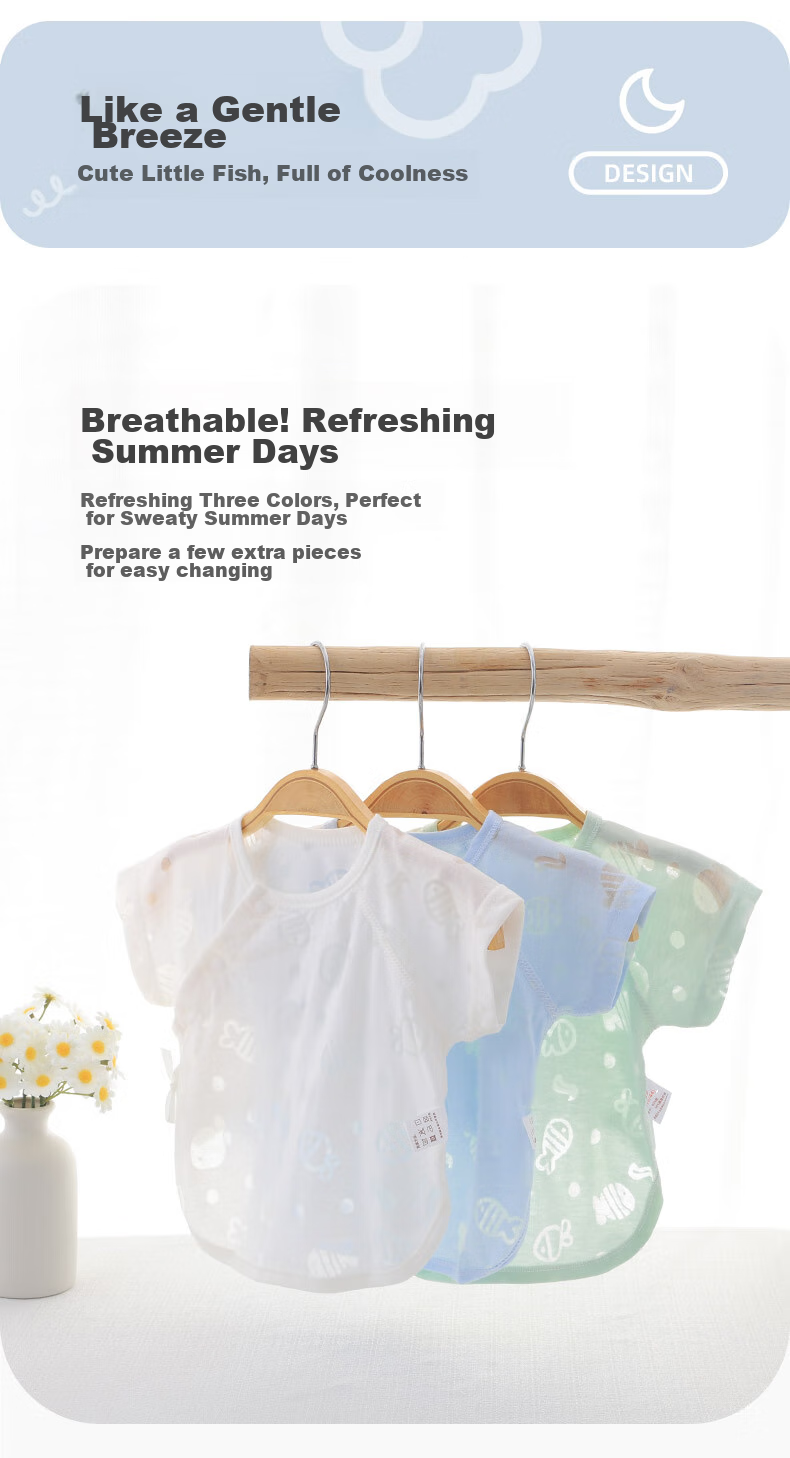 Youqi Newborn Baby Clothes, Half-Back Shirt for Infants, Summer Style, Baby Top, Thin Summer Clothing, Monk Robe, Summer Outfit 7