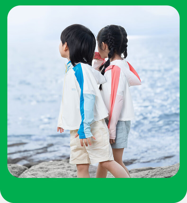 SHUKIKU Children's Sun Protection Clothing, UV-Resistant, Original Yarn Ice-Cool Breathable, Boys And Girls Cape Sun Protection Garment, Blue, 120/60 41