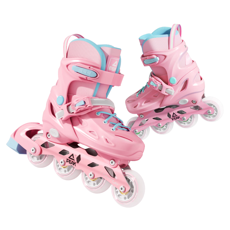 PEAK Roller Skates for Children, Inline Skates for Boys And Girls, Ice Skates with Hip Protection [Elementary And Middle School Roller Skating Class] Birthday Gift Pink M