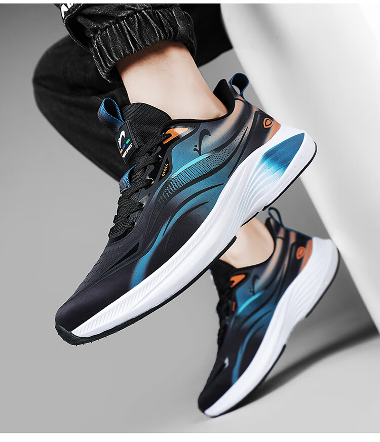 Guirenniao Men's Sports Shoes, Wear-Resistant Breathable Casual Shoes, Mesh Ultra-Light Running Shoes, Black/blue, Size 41 (Recommend Ordering One Size Smaller) 10