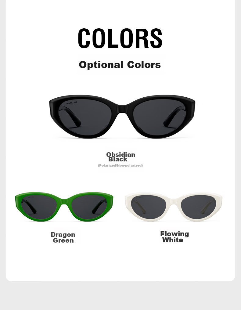PARZIN Sunglasses, Fan Chengcheng Style Fashionable Cat-Eye Narrow Frame Glasses, Sun Protection Driving Sunglasses, PZ12733 14