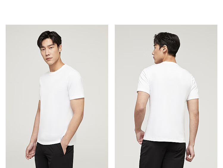 YOUNGOR [Silky Cotton] 2026 New Casual Loose Round Neck Solid Color Base Cool-Feeling Short-Sleeve T-Shirt, Black, S 7