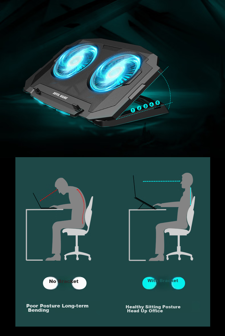 SUOHUANG SSRQ-020S1 Laptop Cooling Pad Computer Stand for 15.6-Inch And 17.3-Inch Laptops, Compatible with Lenovo Legion Y7000p, Dell Alienware, ASUS, HP 6