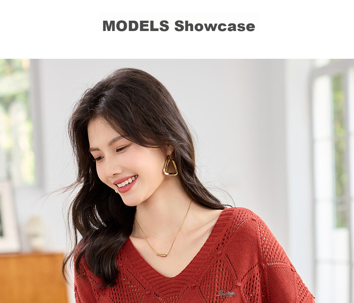 She Enjoy Textured Versatile Diamond Cable Knit Round Neck Sweater Women's Inner and Outer Wear Knit Top T53Z051 11