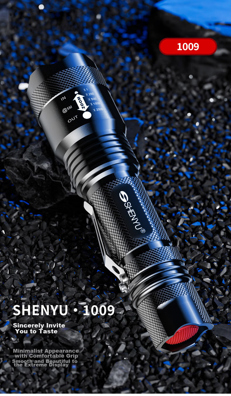SHENYU Flashlight, High-Power Handheld Torch, Compact Mini Zoomable Long-Range Ultra-Durable Super Bright Outdoor Cycling Light 13