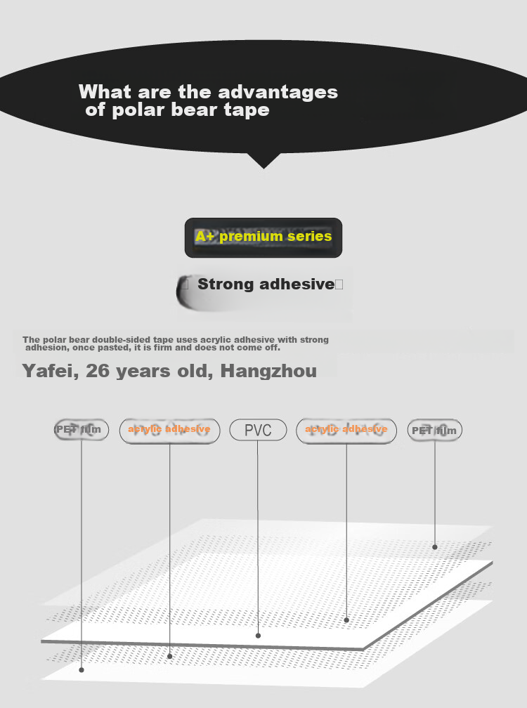 Polar Bear Nano Strong Adhesive Sticker Poster Spring Festival Couplets Double-Sided Tape Transparent Sticker Sticky Notes for Home And Car Use Double-Sided Fixing Tape 60*60mm 10 Pieces DS-520 6