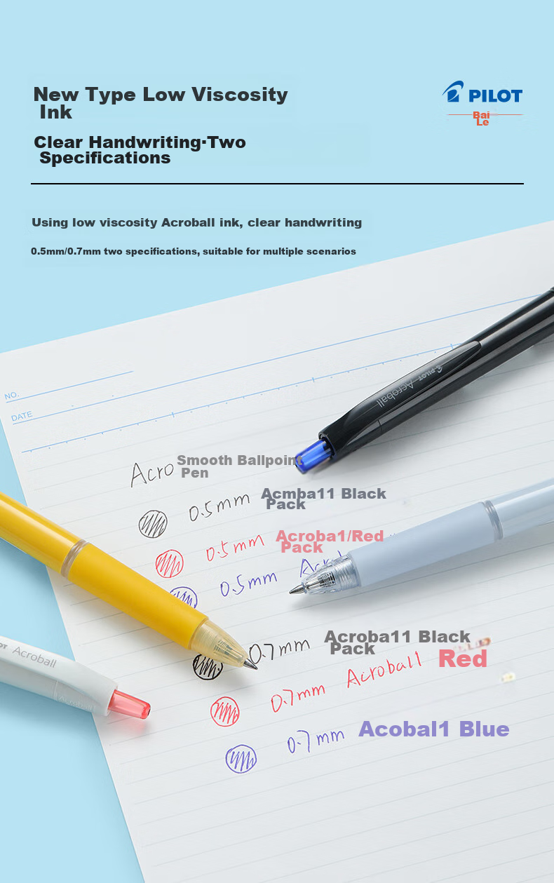 PILOT Acro Smooth Ballpoint Pen with Retractable Mechanism for Students, Office Use And Exams BAB-17 0.7 Black/Red 4