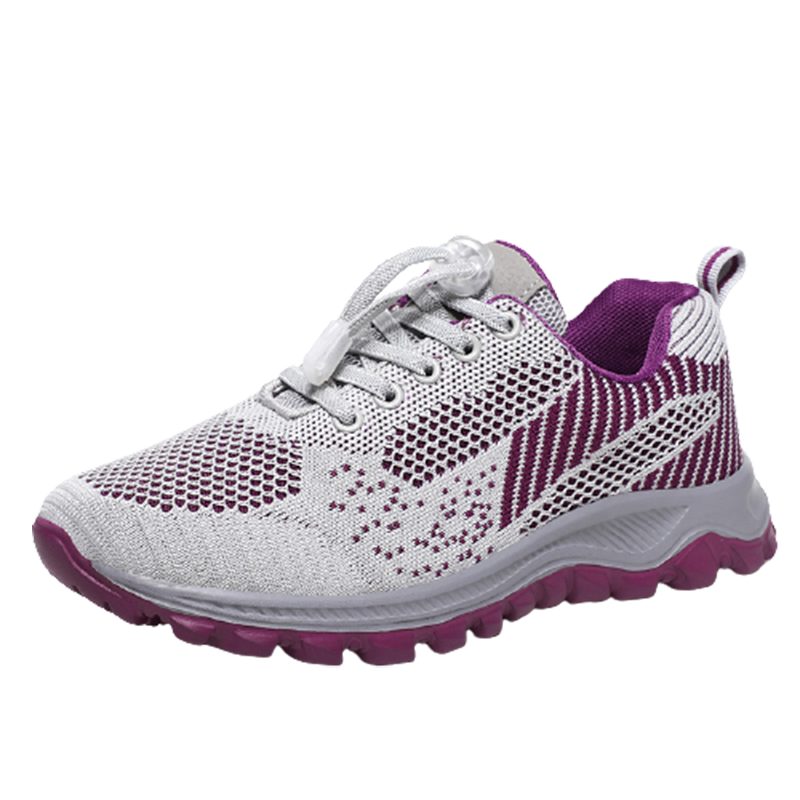 Pounise Elderly Women's Shoes, Middle-Aged And Elderly Mom Shoes, Lightweight Comfortable Walking Shoes, Grandmother's Travel Sports Shoes, PJJ-2063, Gray-Purple, 38/240(1.5)