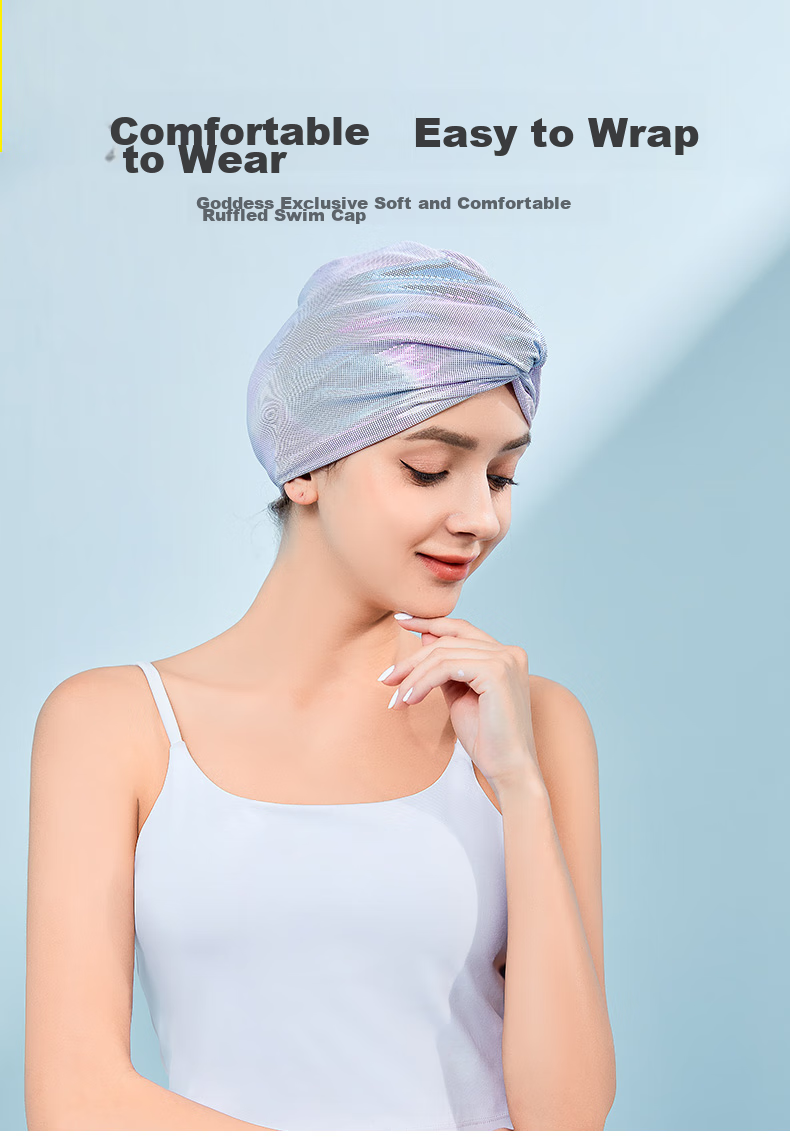 OMOM Swimming Cap for Women, Non-Binding, Long Hair Specific, Cute Korean Style, Adult Women's Trendy Design with Ear Protection And Enlarged Fabric 1