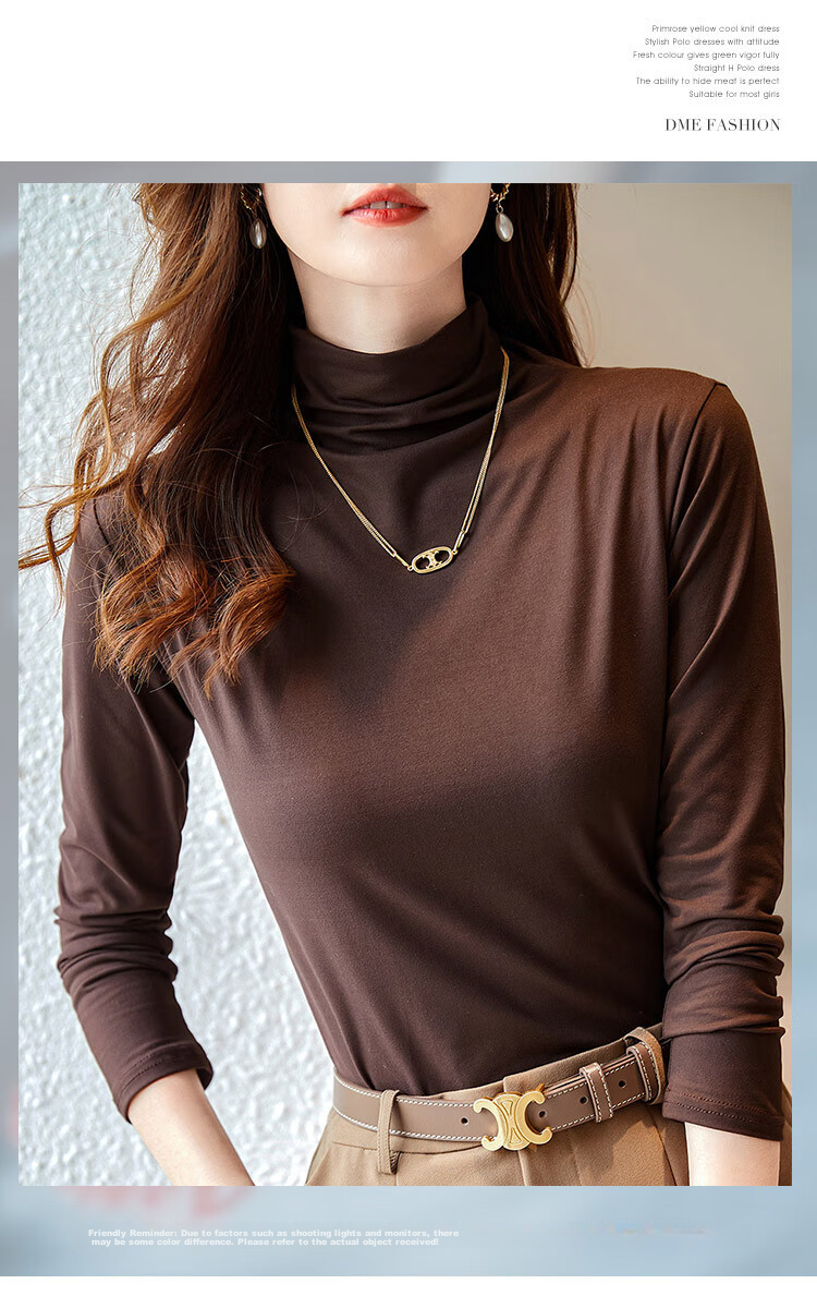 Dme [Gentle Face Mask T] Winter Commute Semi-Turtleneck Regular Shoulder Base Layer, High-Elasticity, Accommodating, Loose-Fitting Women's T-Shirt 1