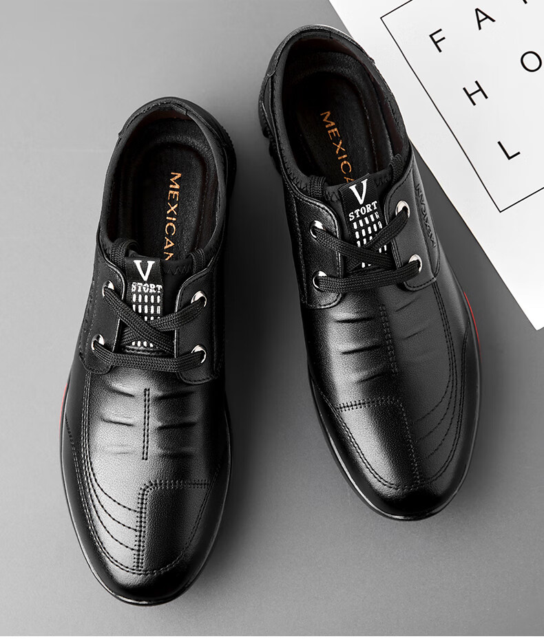 MEXICAN Autumn And Winter New Business Casual Leather Shoes for Men, Formal British Style Driving Lightweight Shoes 155MS702 New Black Size 40 15