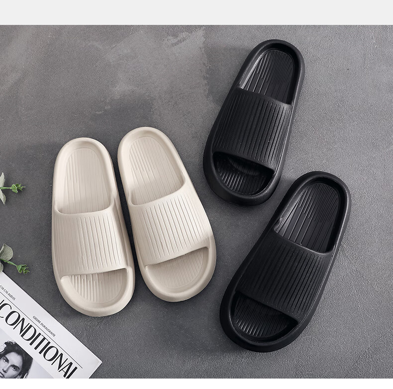 GUOLUOFEI Home Slippers for Men And Women, Summer Non-Slip Thick-Soled Couple Bathroom Shower Sandals, Blue-Gray, Size 44-45 4