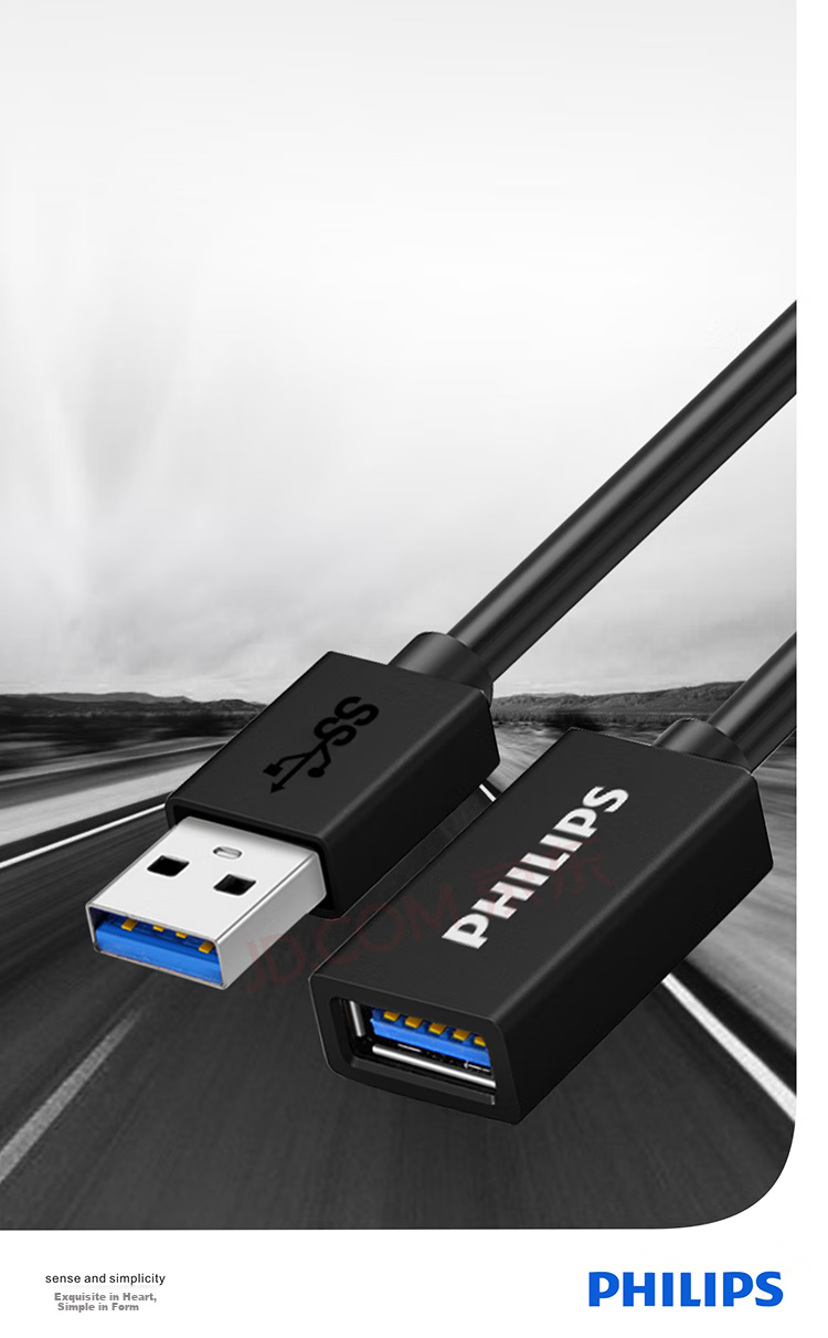PHILIPS USB 3.0 Extension Cable Male to Female, High-Speed Data Transfer Cable for Computer, USB Drive, Mouse, Keyboard Extension Cord, 3 Meters SWR1526 2