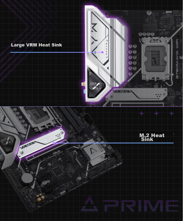 ASUS B760M-AYW WIFI Motherboard, Supports DDR5 CPU 14600KF/12600KF/12490F (Intel B760/LGA 1700) 5