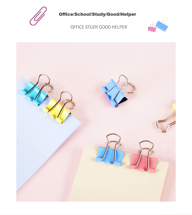 BAOKE 3c Digital All-Net Low Price BC1366, Colorful Long Tail Clips 60 Pieces 15mm, Binder Clips Document Clips Office Supplies 3