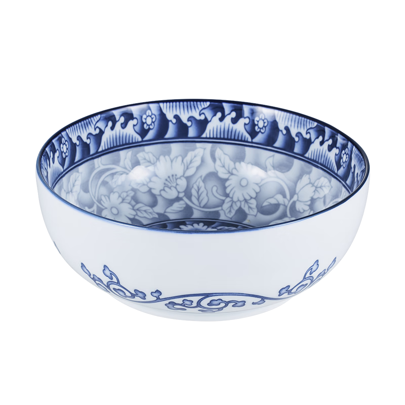 Canbao Blue And White Porcelain Underglaze Painted Ceramic Noodle Bowl, 8 Inches, Chinese Style, Single Piece, MD032*1
