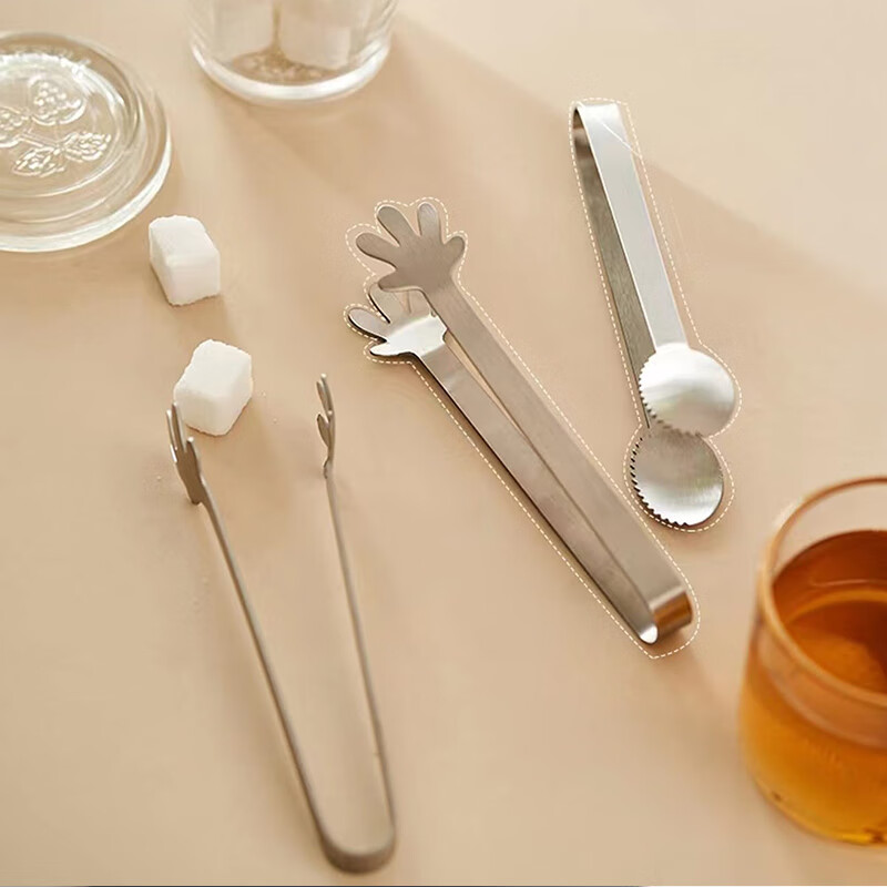 Jekero Stainless Steel Ice Tongs, Sugar Cube Tongs, Non-Slip Ice Tongs, Towel Food Barbecue Tongs [3-Piece Set]