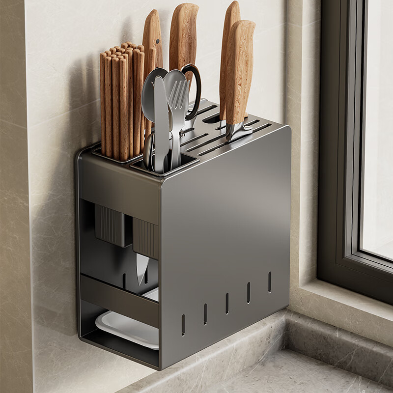 Huxiansen Kitchen Knife Holder Storage Rack Countertop Multifunctional Chopstick Tube Knife Organizer Integrated Storage Box Household Kitchen Knife Rack 3