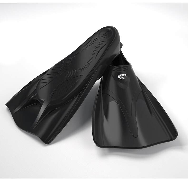 WATERTIME / Shuichuan Swimming Flippers Training Short Flippers Snorkeling Freestyle Adult Children Professional Swimming Equipment Black XS 11