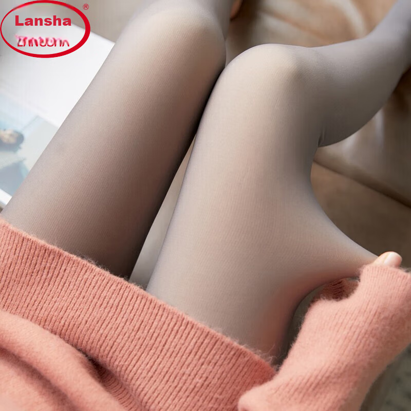 LangSha Leggings, Autumn And Winter Stockings, Fleece-Lined, Thickened, Slimming, Semi-Transparent, Popular, Outdoor Wear, Warm, Pantyhose, Women's Base Layer Pants